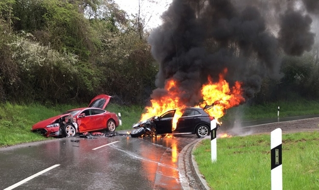 Image result for tesla crash photos